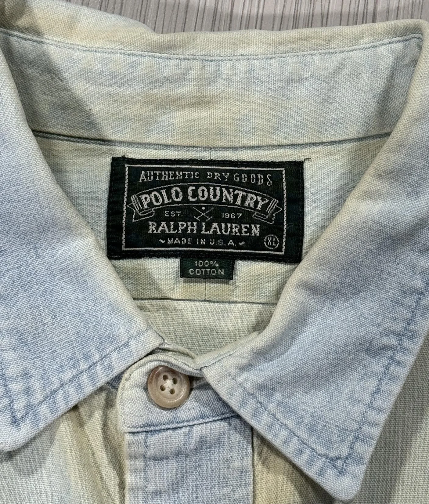 Vintage Polo Ralph Lauren Sportsman Denim Button Down Shirt (Size